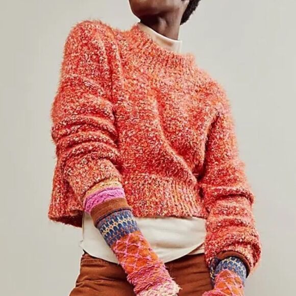 NWOT Free People Star Dust Pullover Long Sleeves Mock Neck Slouchy S Textured - Picture 3 of 13